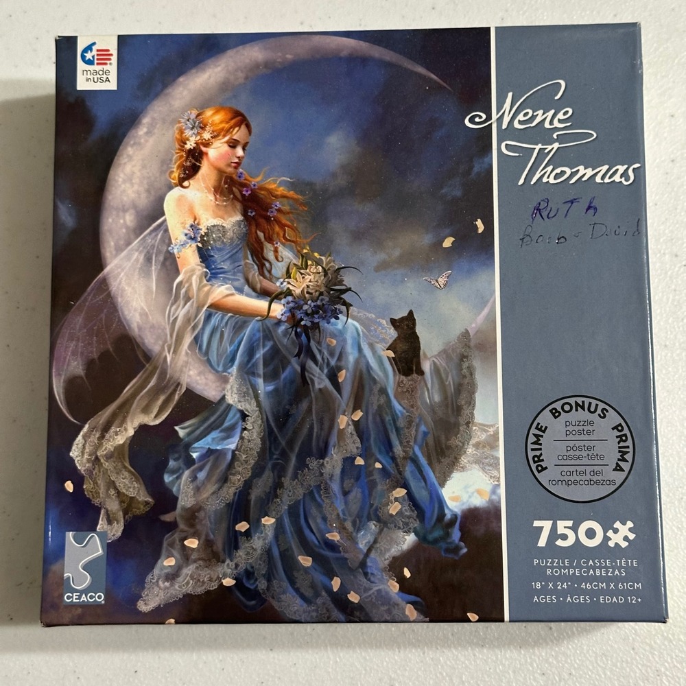 Ceaco Nene Thomas Windmoon 750 Piece Jigsaw Puzzle Fantasy Art Moon Cat 2993-19